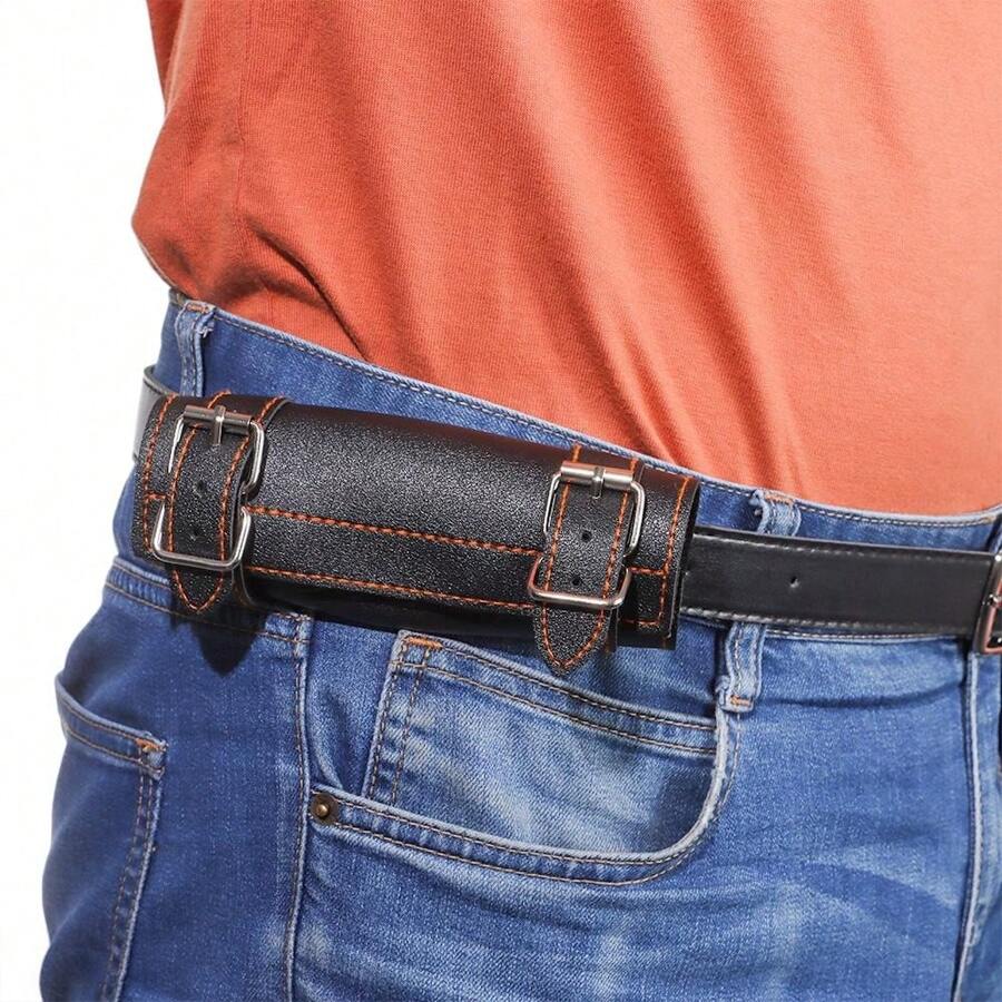 1 件 PU 皮带适用于武士刀腰带杀手腰带剑环带剑带腰带鞘鞘固定器 - 黑色 - 查看 1