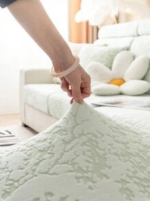 1件編織優雅樹紋沙發坐墊套聚酯彈性沙發套,四季通用,適用於客廳裝飾