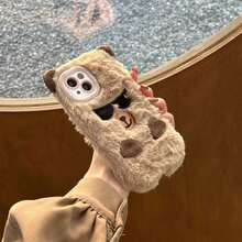 1個毛絨絨的可愛棕色太陽眼鏡卡比巴拉手機殼，適用於iPhone 15promax/15/15pro/14promax/14/14pro/13promax/13/13pro/12promax/12/12pro/11promax/11 - 棕色 - 查看 4