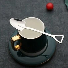 2入組創意鏟子形狀匙羹/不鏽鋼復古甜點匙羹,適用於西瓜/可愛的勺狀匙羹,適用於湯和食品 - 銀色 - 查看 4
