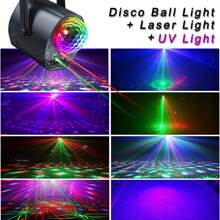 Mslitely Party Lights Disco Light,Disco Ball Light With Multiple Laser Light Show+UV Flashlight, 3 In 1 Sound Activated Party Lights Disco Lights For Parties Indoor DJ Rave Glow Party Festival - Black - View 5