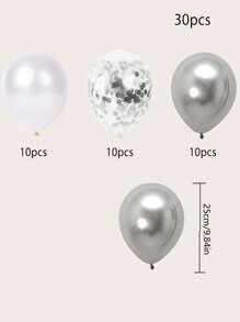 30pcs/Set Decorative Balloon, 10 Inch Metallic & Confetti Latex Balloon, For Party Decor