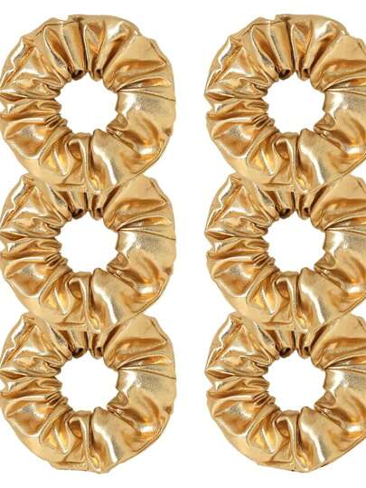 6 Packs PU Leather Cheer Hair Scrunchies Gold Stamping School Performance Scrunchy Bobbles Elastic Hair Ties Ties Hair Accessories Wrist Band Dance Recital, Gymnastics, Birthday, Themed Party Festivals Cosplay Show For Women (Gold) Casual, Gold Head Piece Ponytail Holders, Hair Bobbles ,Hair Rope Head Accessories Rubber Bands