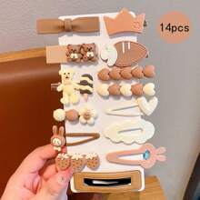 14入組兒童啡色髮夾,可用於修飾打結頭髮,可愛女孩髮飾,不傷髮辮 - 彩色 - 查看 1