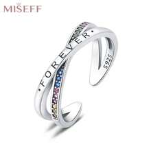 MISEFF 1入組925純銀永恆雙色調可調節開口戒指，時尚耀眼情人節禮物/生日禮物女士 - 銀色 - 查看 1