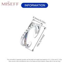 MISEFF 1入組925純銀永恆雙色調可調節開口戒指，時尚耀眼情人節禮物/生日禮物女士 - 銀色 - 查看 4