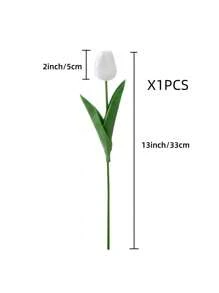 1 件人造郁金香花，真实触感人造郁金香，适用于春季装饰假郁金香，适用于家庭厨房客厅婚礼节日装饰（白色） - 白色 - 查看 2