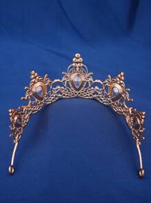 1頂鑲有彩色鑽石的派對皇冠公主生日禮物頭帶,綠色和紅色裝飾,可做伴娘禮物或裝飾用品 - 粉色 - 查看 5