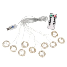Guirnalda de luces LED con cortina USB, luces de cadena decorativas de hadas para Navidad, decoración navideña, decoración de boda, luces navideñas para exteriores