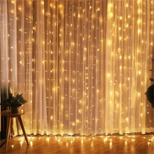 Guirnalda de luces LED con cortina USB, luces de cadena decorativas de hadas para Navidad, decoración navideña, decoración de boda, luces navideñas para exteriores