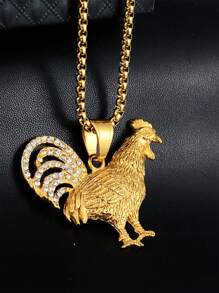 1個時尚多用途鑲嵌雞年生肖吊墜項鍊,男女適用 - 金雞 - 查看 5