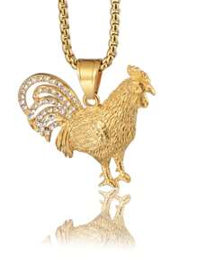 1個時尚多用途鑲嵌雞年生肖吊墜項鍊,男女適用 - 金雞 - 查看 4