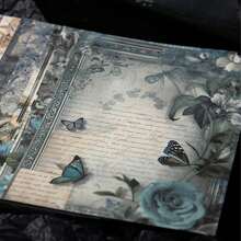 1pc Vintage Material Paper, Baroque Garden Series, Romantic Flower Print, Tearable, Junk Journal Supplies For Diy Decoration - Autumn Memories - View 4