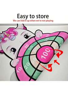 Cartoon Dart Board Target Sports Throwing Game Toys Set With 6 Sticky Balls Indoor/Outdoor Fun Party Games Gift - Pink - View 9