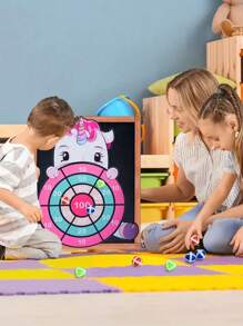 Cartoon Dart Board Target Sports Throwing Game Toys Set With 6 Sticky Balls Indoor/Outdoor Fun Party Games Gift - Pink - View 4
