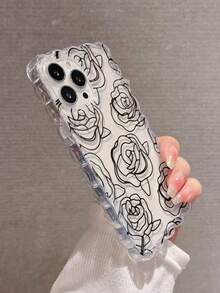 新款半透明網眼蕾絲繪製手機殼，適用於 iPhone 12/14、iPhone 15 Pro Max，防摔 XS/S，創意 XR 手機殼，防摔 P11，柔軟 P13 結構，全面覆蓋加厚手機保護套 78/Ges2 - 彩色 - 查看 3