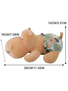 1pc Brown Sleepy Hippopotamus Plush Toy, Cute Stuffed Animal For Home Decoration And Birthday Gift - Brown - View 2