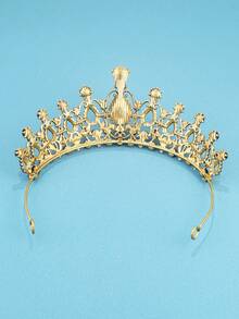 1件黑色水晶頭飾皇冠女士,優雅女皇頭飾適用於女孩生日婚禮舞會聖誕節派對 - 黑色 - 查看 3