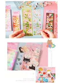 1 Set Of 10 Cute Cartoon Children's Diary Stickers, Laser Juhi Card Stickers, Scrapbooking Stickers - Multicolor - View 8