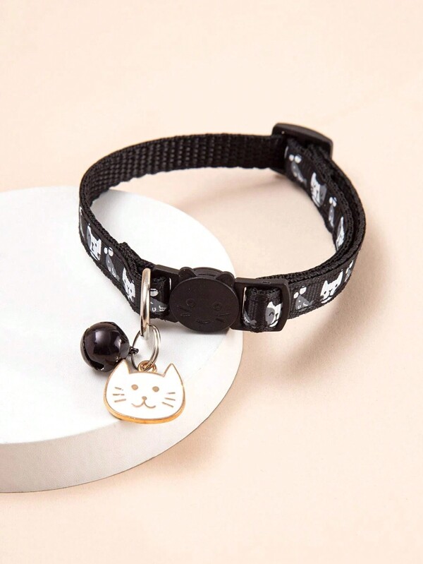1pc Cartoon Pattern Pet Collar With Anti-Choking Buckle, Adjustable, Suitable For Female/Male Cats Under 5kg