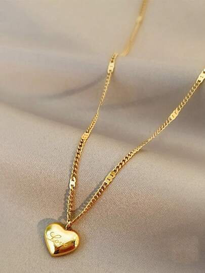 BALMORA 1pc Delicate And Luxurious S925 Sterling Silver Gold Plated Heart-Shaped 'love' Necklace For Women As Party And Bestie Gift Valentines