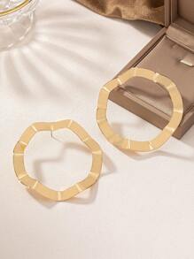 1pair Fashionable Exquisite Creative Simple Circle Design Stud Earrings With European Style, All-Match And Personalized - Gold - View 1