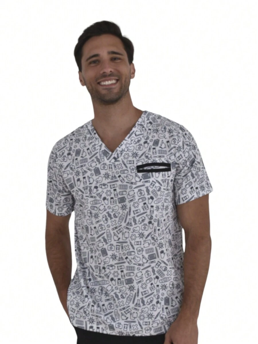 SOULMATE Filipina Quirúrgica Hombre Estampada - Iconos Médicos - Ver 1