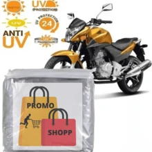 Capa de moto 100 % impermeável Protege Sol Chuva Poeira Anti Uv Resistente com Elástico - Prata - Visão 7