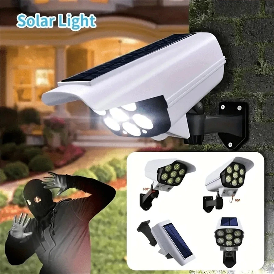 3pcs Motion Sensor Street Lamp, Solar Garden LED Light, Simulation Surveillance, Fake Camera, Human Body Sensor Wall Light, Outdoor Smart Street Light