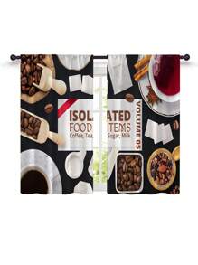 2pcs New Digital Printed Kitchenware Theme Home Decor Rod Pocket Kitchen Curtains - Multicolor - View 3