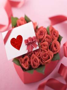 500张闪光心形贴纸红色爱心剪贴簿贴纸情人节婚礼礼盒包装饰生日母亲节妇女节白色情人节礼物 - 紅色 - 查看 1