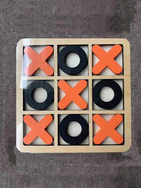 1pc Wooden Xo Tic-Tac-Toe Game