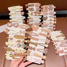 14入組兒童啡色髮夾,可用於修飾打結頭髮,可愛女孩髮飾,不傷髮辮 - 彩色 - 查看 3