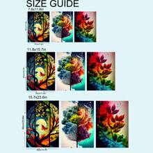 Set Of 3 Cartoon Colored Scenery & Plants & Tree Leaves Poster Canvas Painting Without Frame For Bedroom, Living Room, Study Room, Office, Entertainment Room, Cafe, Restaurant, Hotel Wall Decoration - Multicolor - View 5