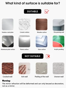 50 piezas Pegatina de pared de espejo redondo - Plateado - Ver 6