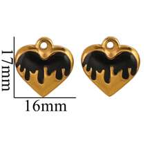 2pcs 304 Stainless Steel 18k Gold Plated Enamel Heart Pendant Earrings Women Daily Wear DIY Jewelry Accessories Necklace Pendant Bracelet Earrings - Pendant - View 11