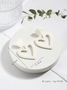 1pair Acrylic Heart Shape Earrings For Women, European & American Simple Design, Valentine's Day Gift, Daily Wear