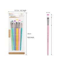 6pcs/Set Brush Set, Macaron Color Series, For Nylon Hair Brush, Watercolor, Acrylic, Oil Painting - Multicolor - View 5
