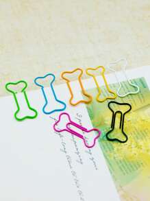 30 Pcs Cute Bones Shape Clips 6 Colors-Mixed, Metal Paper Clips Cute Pets Shape Clips Music Office Accessories For Desk Bookmark Office School Notebook - Baby Pink - View 3