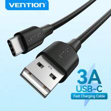 Cable USB Tipo C VENTION, cable de carga rápida de 3A USB A a Tipo C 480Mbps para sincronización de datos para teléfonos inteligentes, tabletas, computadoras portátiles y otros dispositivos Tipo C - Negro - Ver 1