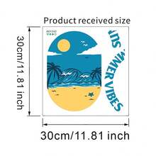 1pc Cartoon Summer Beach Palm Tree Toilet Sticker - Multicolor - View 2