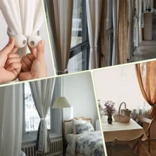 Magnetic Window Curtain Tieback, Simple Curtain Holdback-2pcs/Set - Gold - View 5