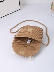 1入裝可愛卡通編織迷你兒童肩背雙用袋,春夏時尚 - 棕色 - 查看 2