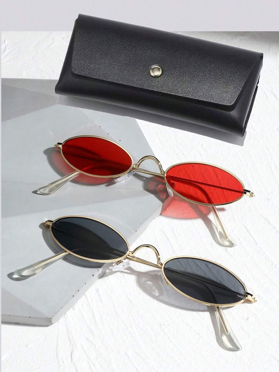 时尚小框眼镜（两副装）适合夏季海滩度假、户外、旅行