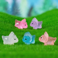 小型景觀夜光恐龍擺件樹脂工藝品,花園種植青苔裝飾三角形龍diy動物禮品獎品小禮物混合包,無重複設計,平均包含恐龍 - 彩色 - 查看 4