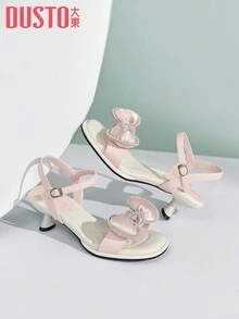New Arrivals Summer Sweet Rhinestone Bow Knot Ankle Strap High Heel Sandals 0678 - Pink - View 2