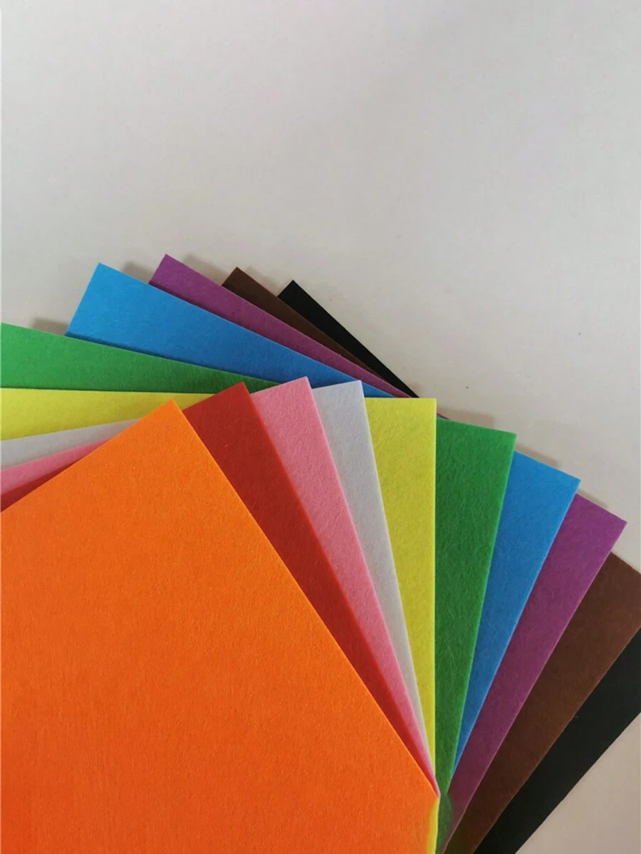 10pcs Medium Sized Plain & Multicolored Felt Cloth For Handicraft Diy & Teaching - Multicolor - View 1