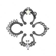 4入組16g時尚假鼻環,適用於女性和男性,萬聖節蝙蝠假鼻環,假鼻環,夾式假鼻環,不用穿刺的假鼻環,仿真鼻環穿刺首飾 - 4pcs - 查看 2