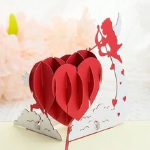 1pc Valentine's Day Diorama Card, Creative Cupid Heart Shaped 3d Card, Love Greeting Card For Couples - Multicolor - View 2