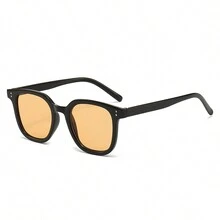 1 chiếc kính thời trang má hồng nâu gradient có tròng kính đen, kính thời trang cho cả nam và nữ - trái cam - Xem 10